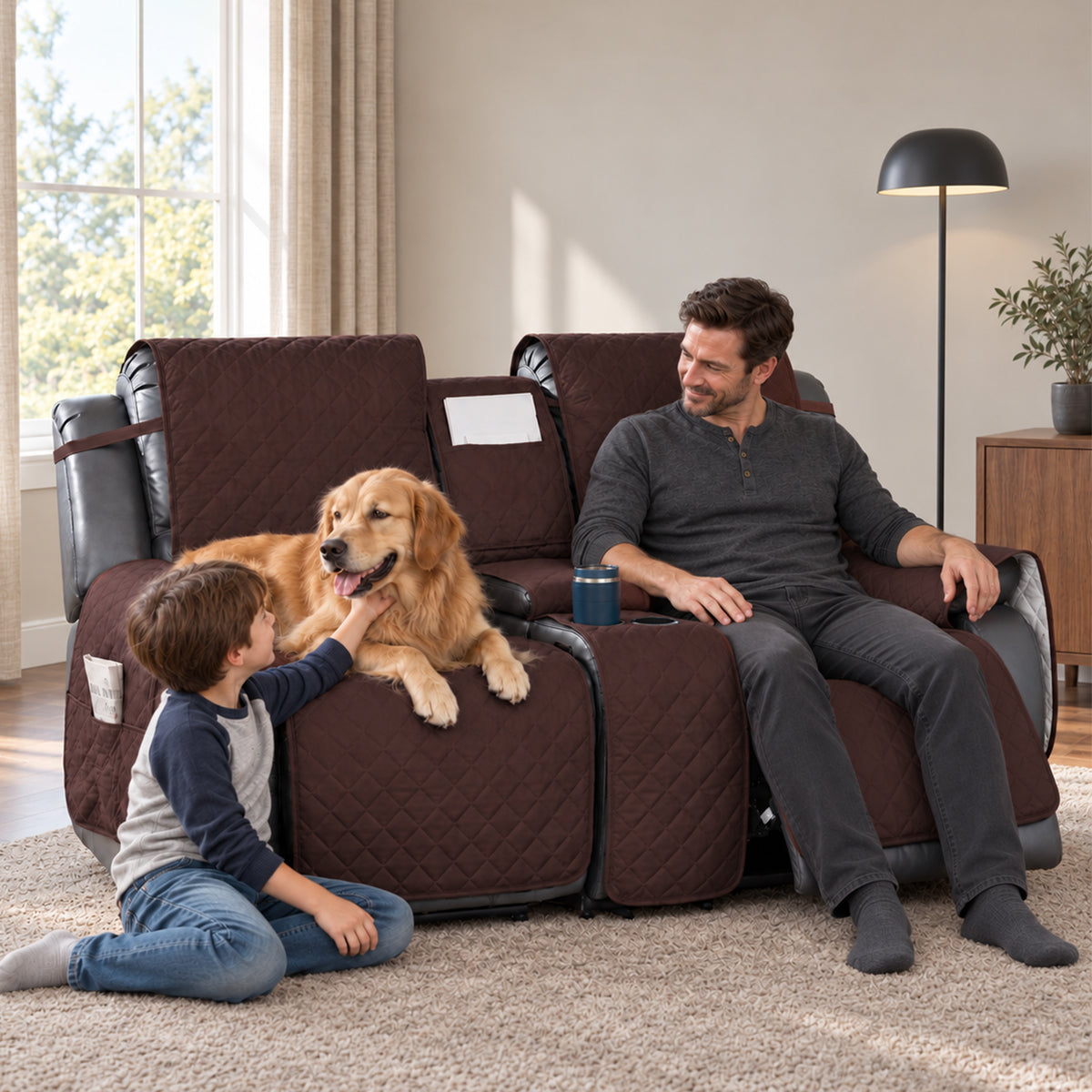 100% Waterproof Quilted Loveseat Recliner Cover