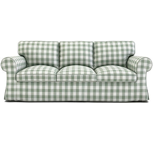 EKTORP 3-seater gingham replacement sofa cover in green