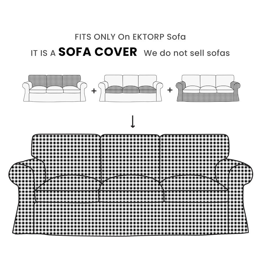 EKTORP 3-seater gingham replacement sofa cover fit guide