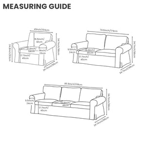 EKTORP 3-seater replacement sofa cover measurement guide