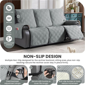100% Waterproof Quilted 3 Seater Recliner Sofa Cover
