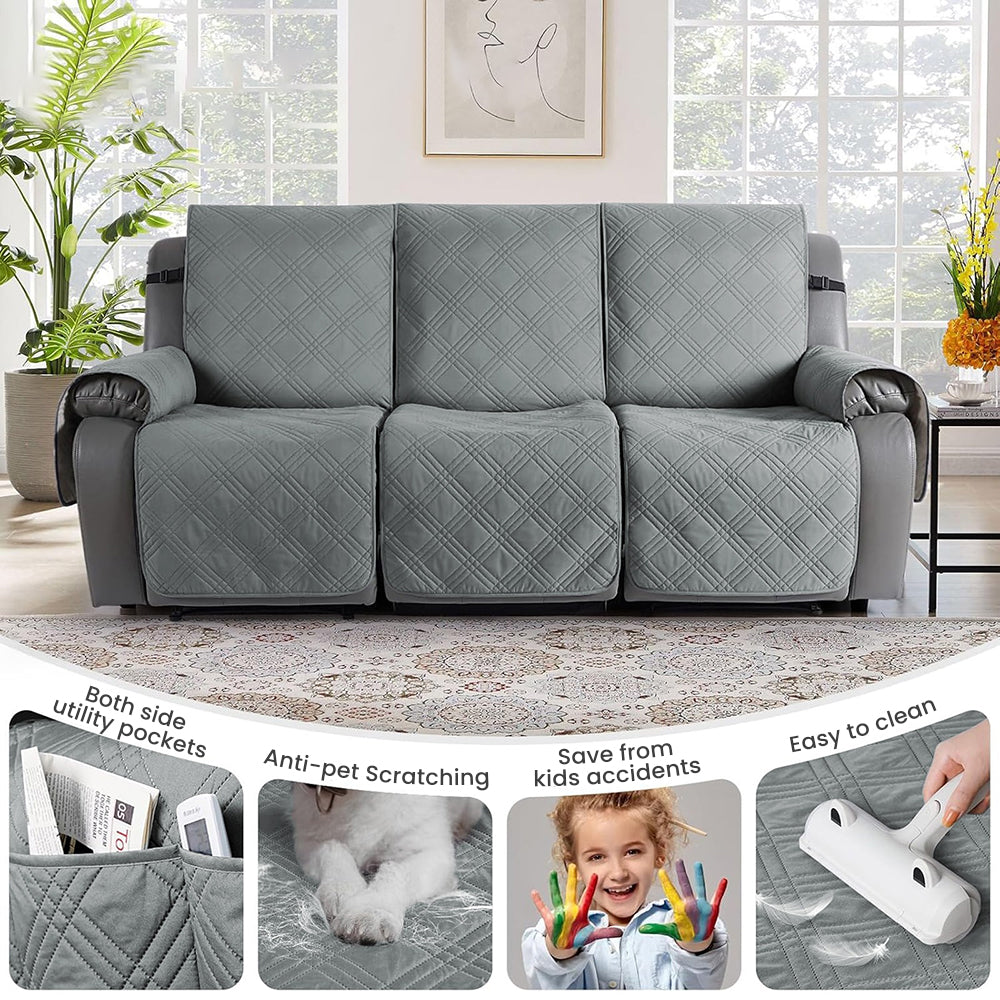 100% Waterproof Quilted 3 Seater Recliner Sofa Cover
