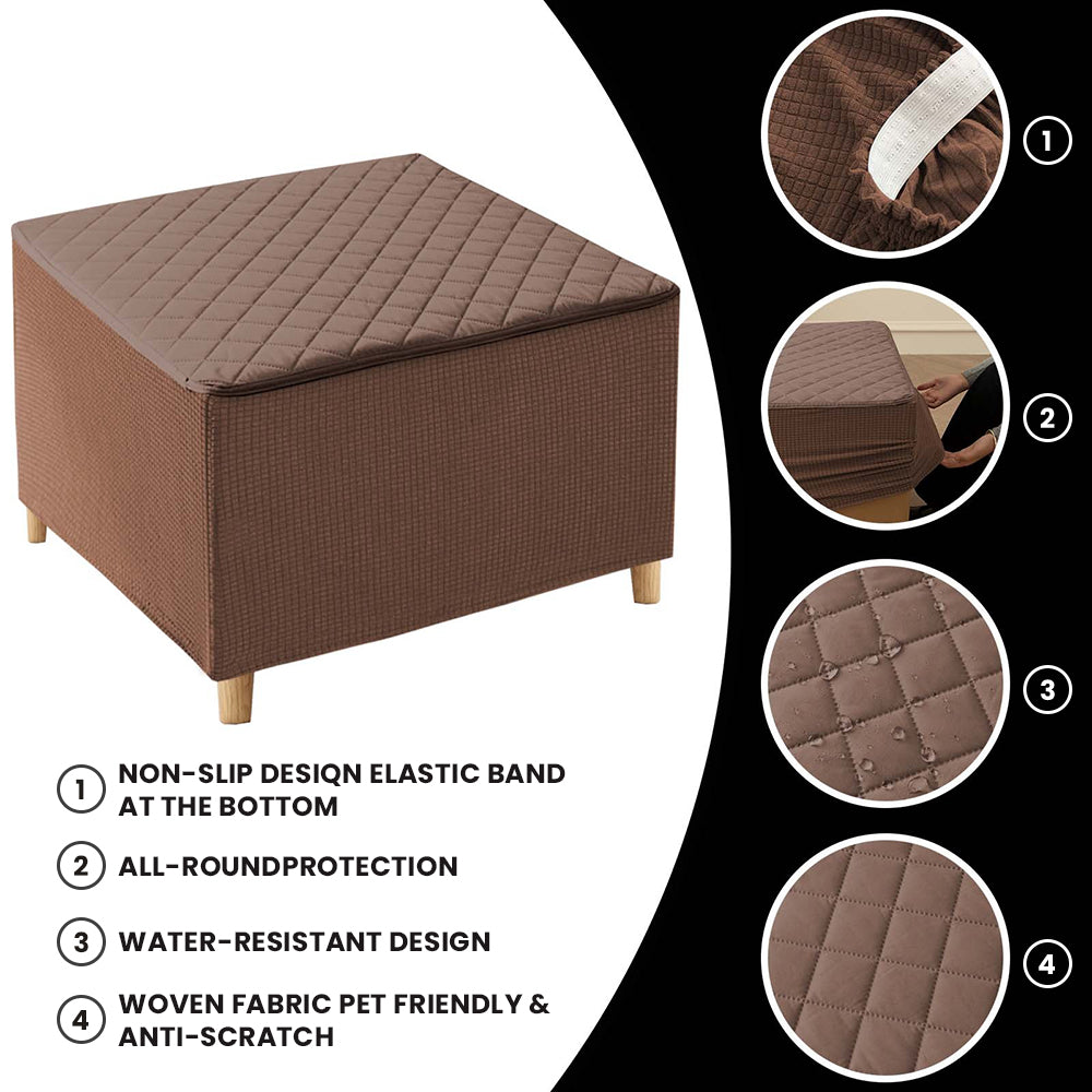 100% Waterproof Quilted Square Ottoman Cover