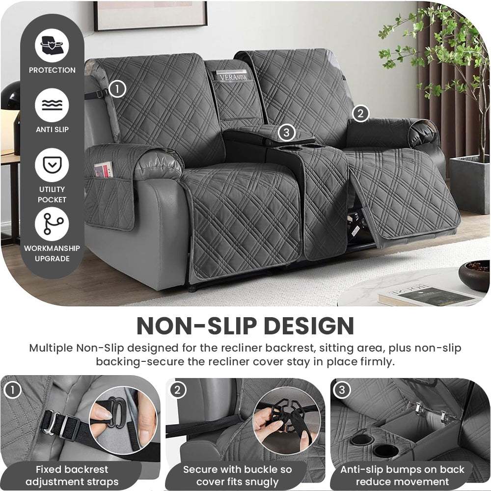 100% Waterproof Quilted Loveseat Recliner Cover