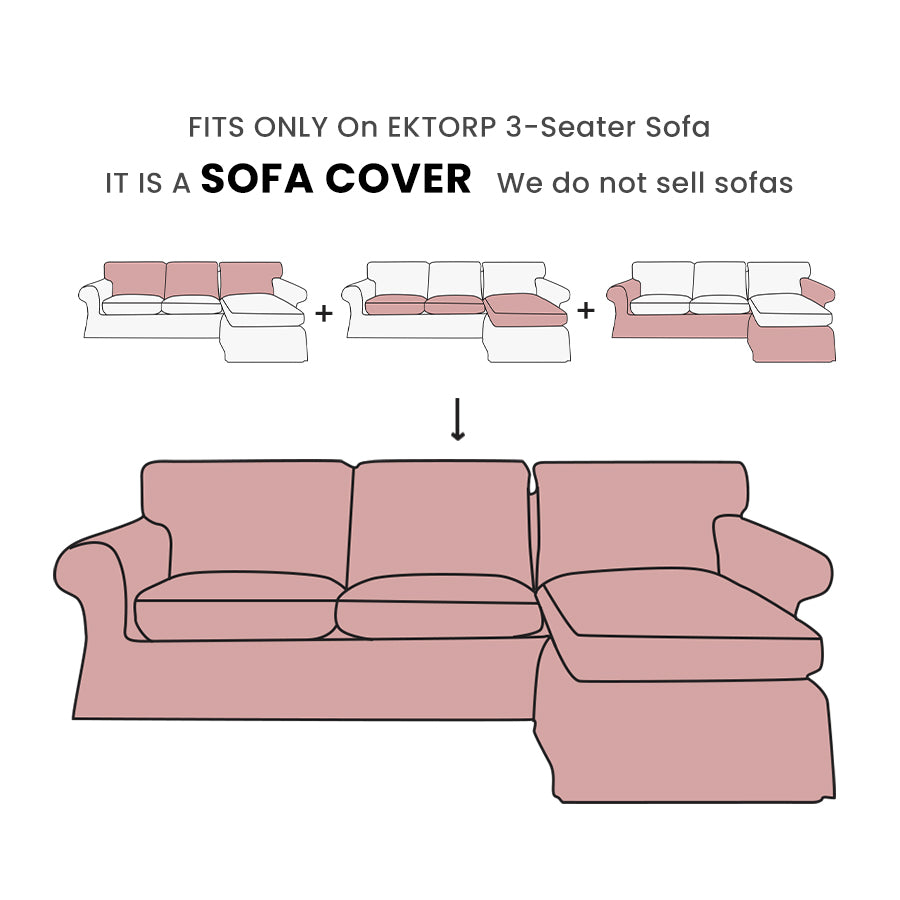 Replacement Sofa Cover Designed to Fit EKTORP 3-Seater Sofa with Chaise