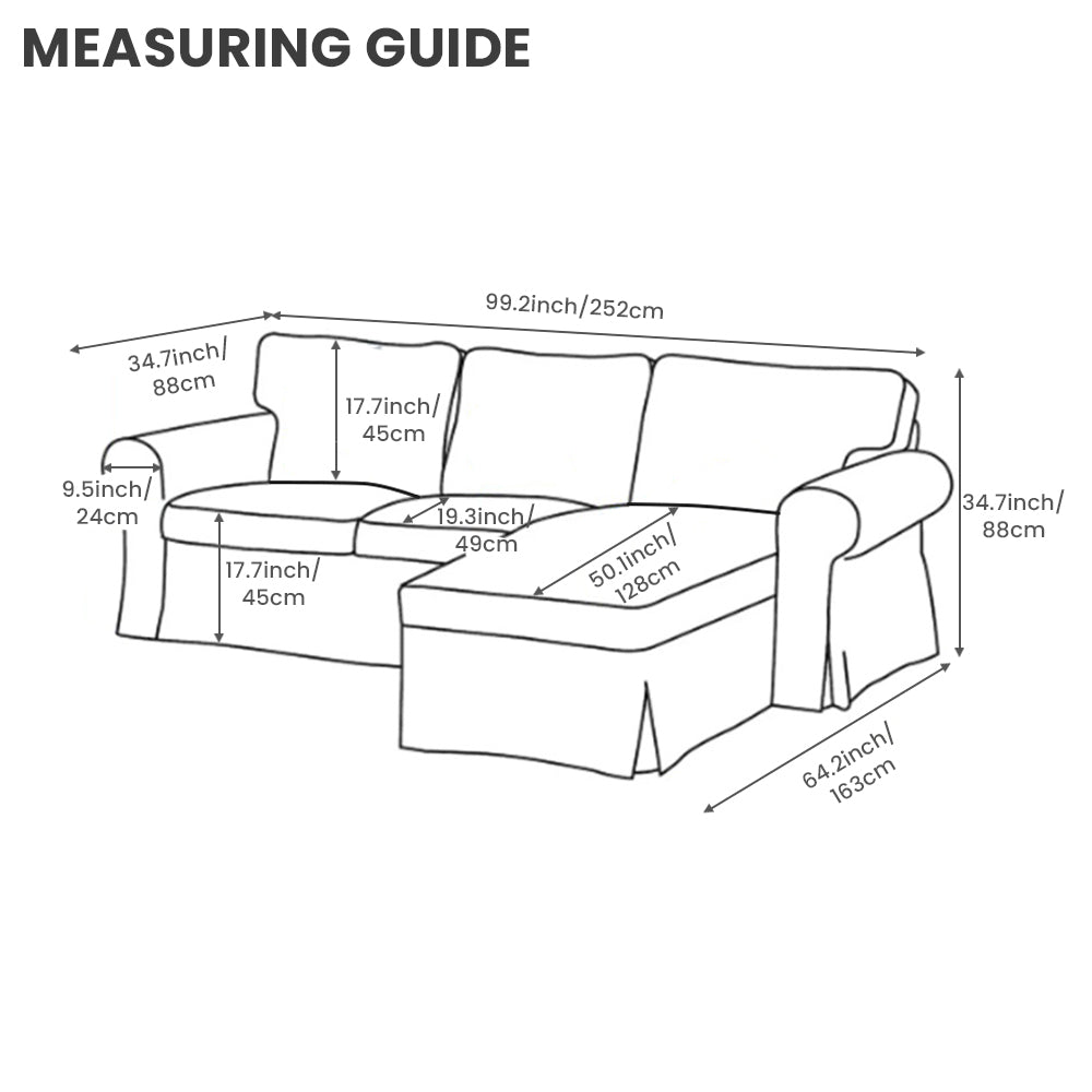 Replacement Sofa Cover Designed to Fit EKTORP 3-Seater Sofa with Chaise