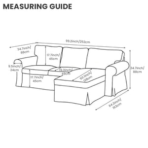 Replacement Sofa Cover Designed to Fit EKTORP 3-Seater Sofa with Chaise