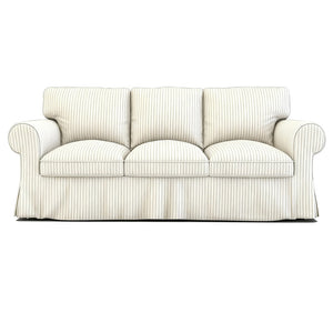 EKTORP 3-seater corduroy replacement sofa cover in cream