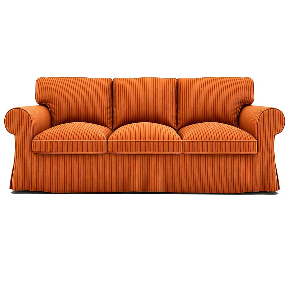 EKTORP 3-seater corduroy replacement sofa cover in orange