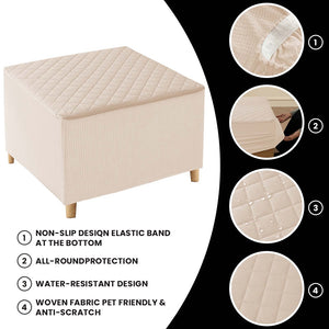 100% Waterproof Quilted Square Ottoman Cover