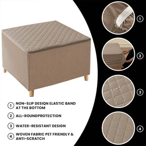 100% Waterproof Quilted Square Ottoman Cover