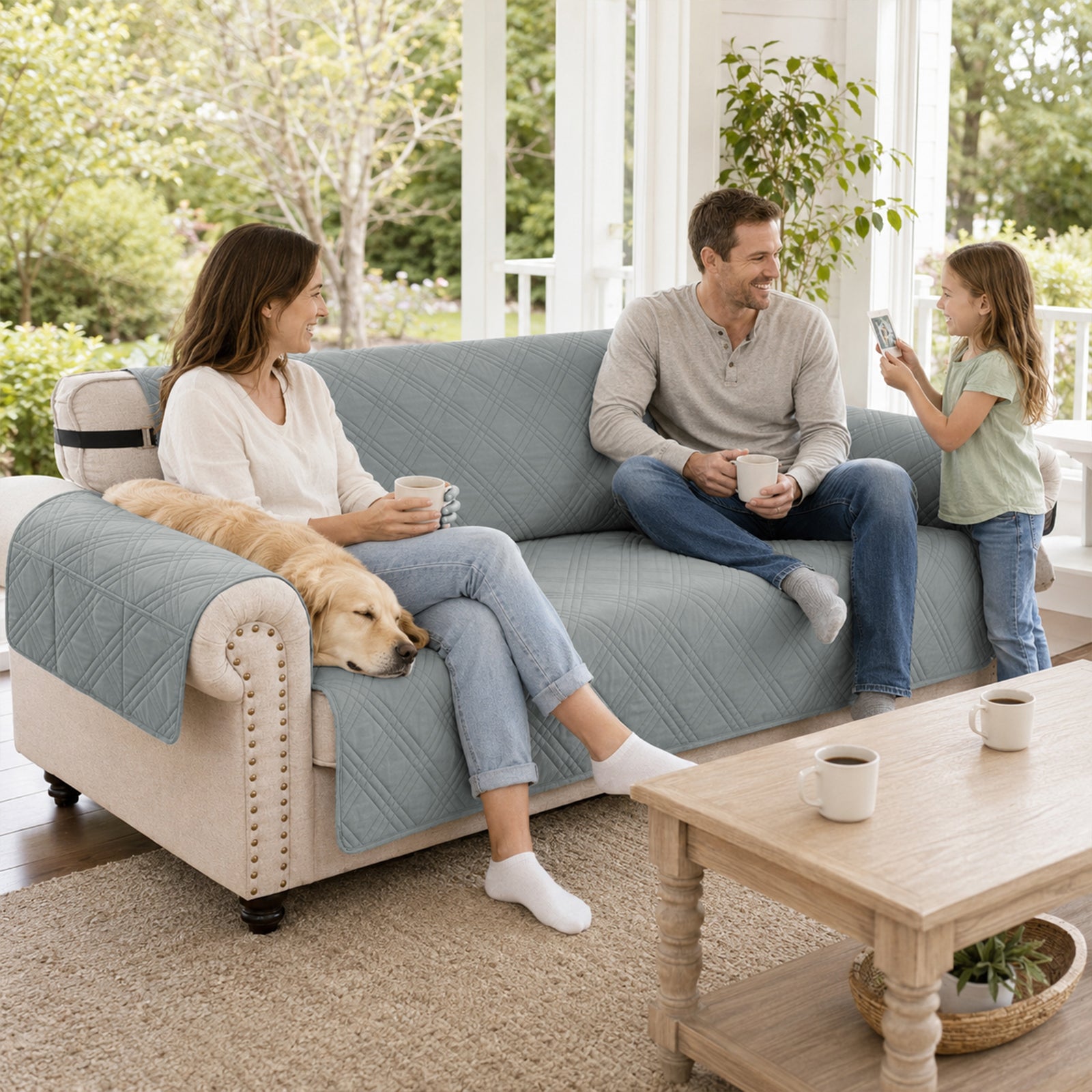 100% Waterproof Quilted 4-Seater Sofa Cover