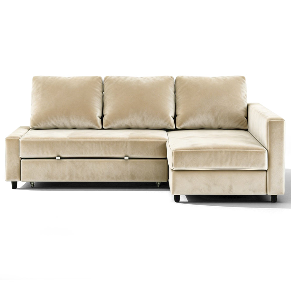 FRIHETEN corner sofa bed velvet replacement cover in beige