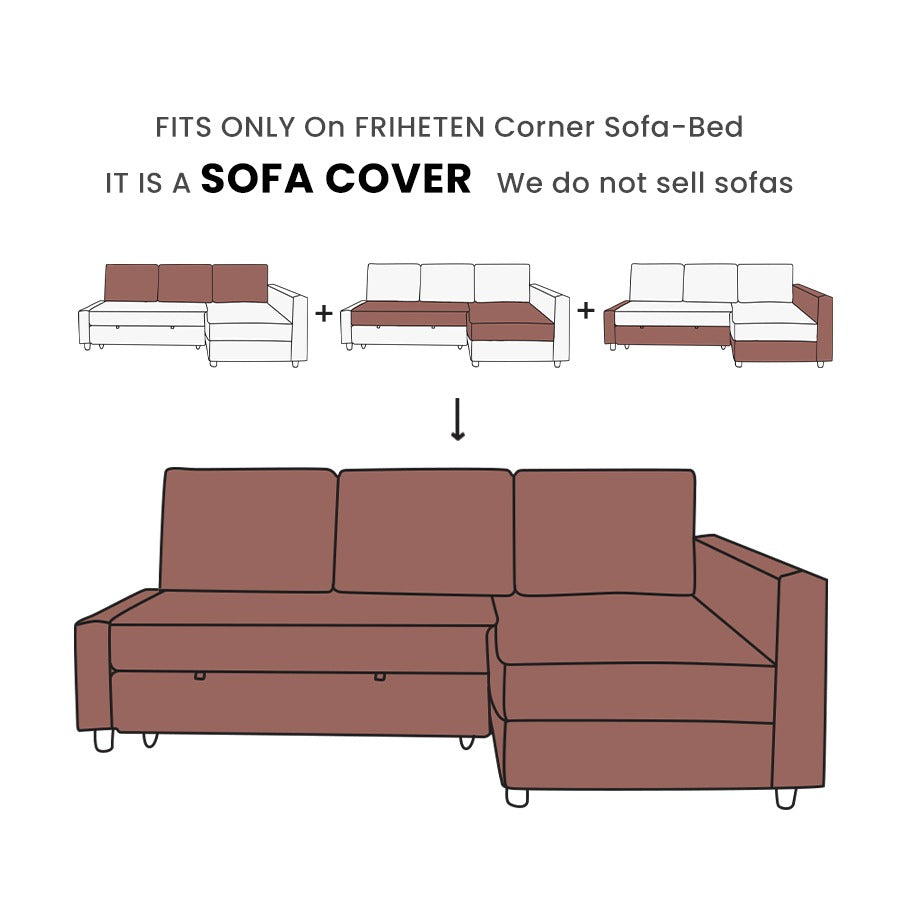FRIHETEN corner sofa bed velvet replacement cover fit guide