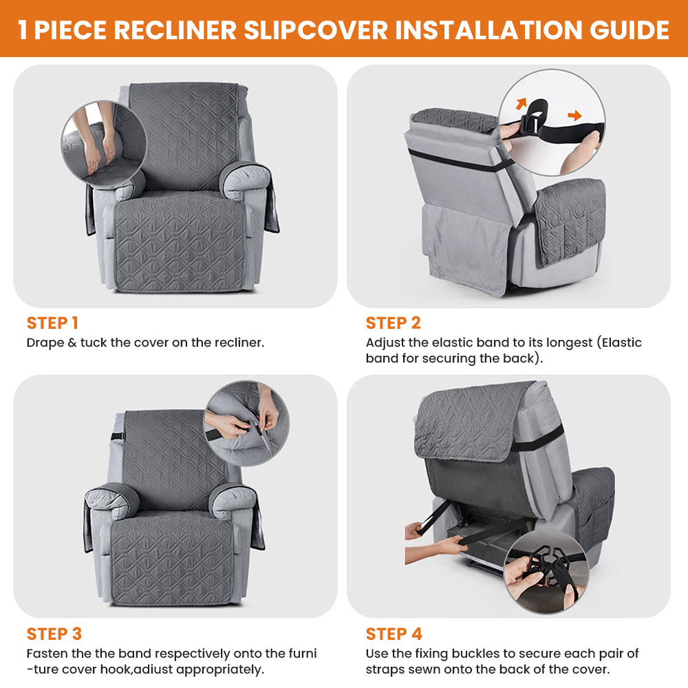 100% Waterproof Quilted Recliner Sofa Cover