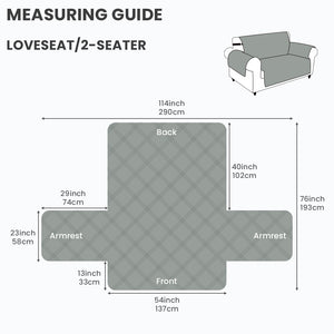100% Waterproof Quilted Loveseat Cover - Light Gray