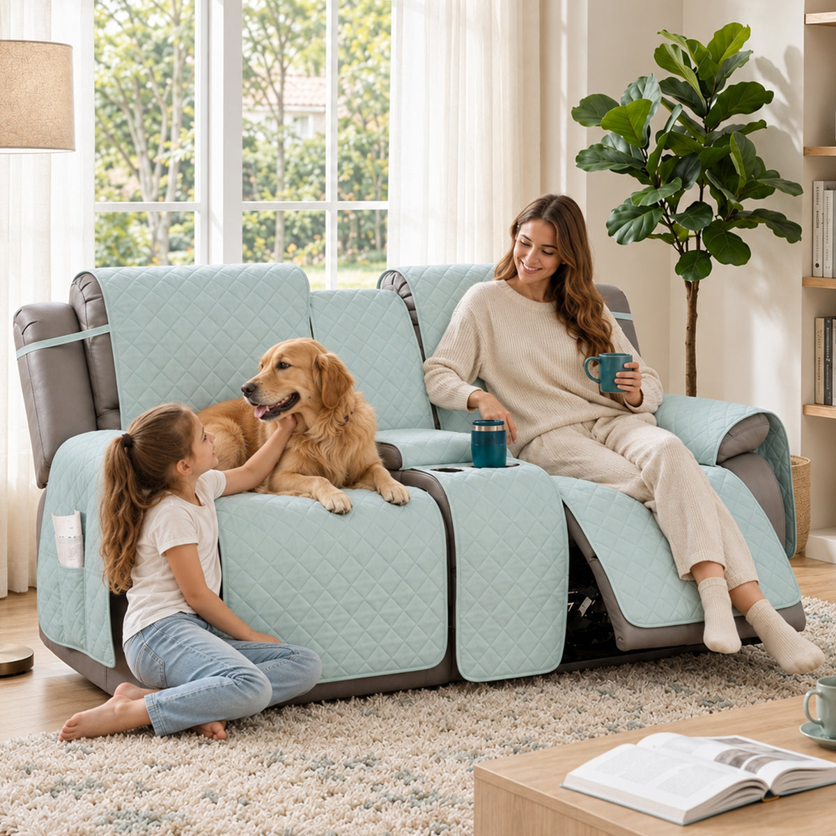 100% Waterproof Quilted Loveseat Recliner Cover