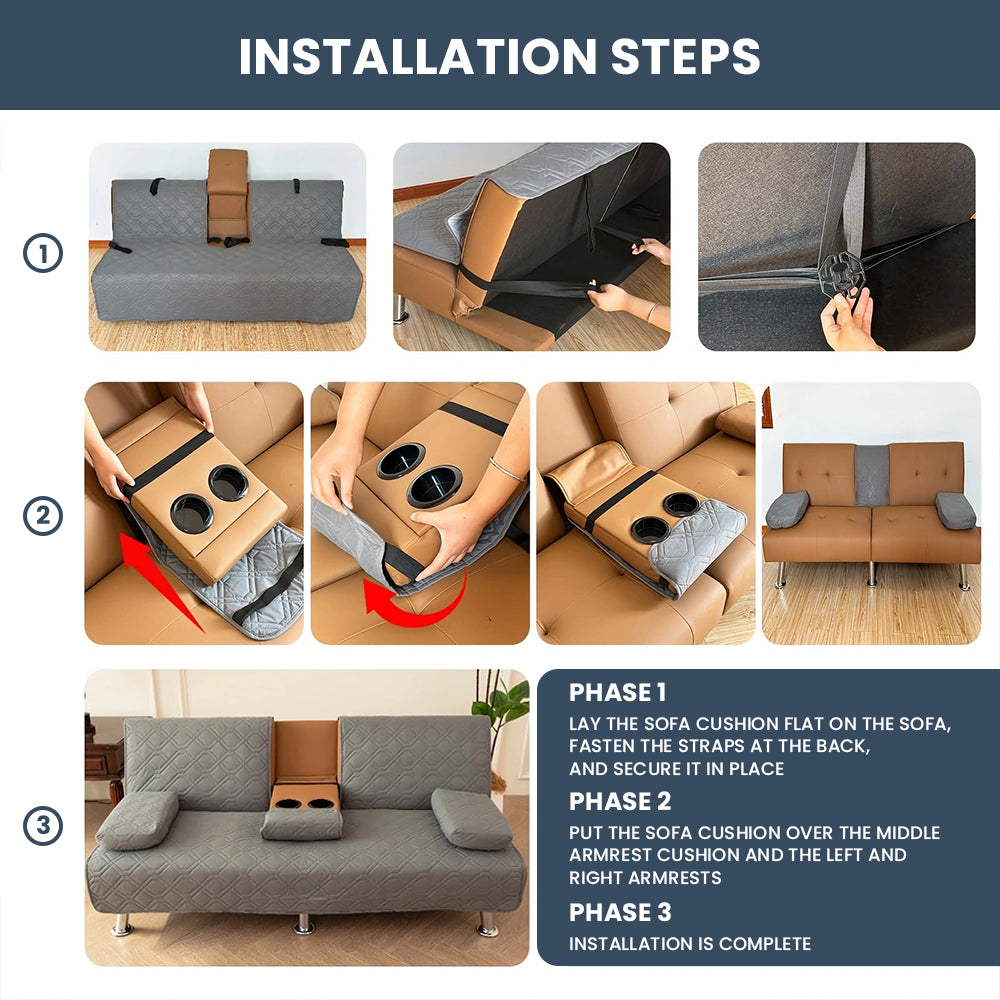 4-Piece Water-Resistant Quilted Futon Sofa Bed Cover Set
