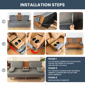 4-Piece Water-Resistant Quilted Futon Sofa Bed Cover Set