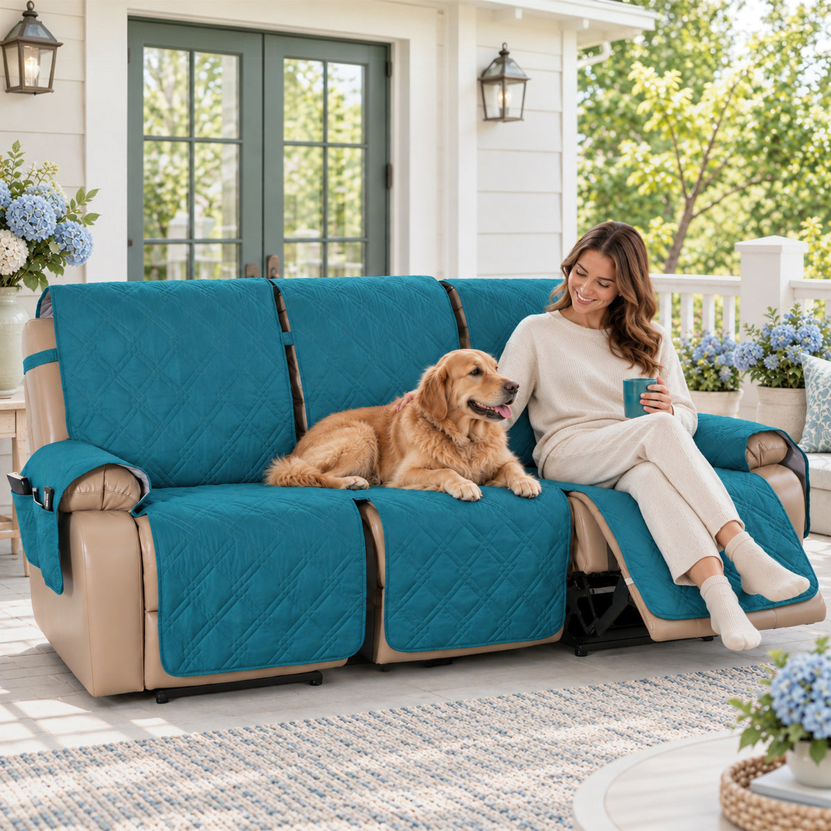 100% Waterproof Quilted 3 Seater Recliner Sofa Cover