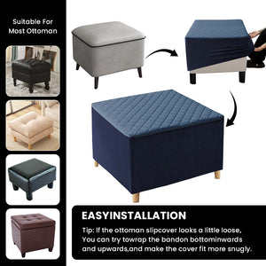 100% Waterproof Quilted Square Ottoman Cover