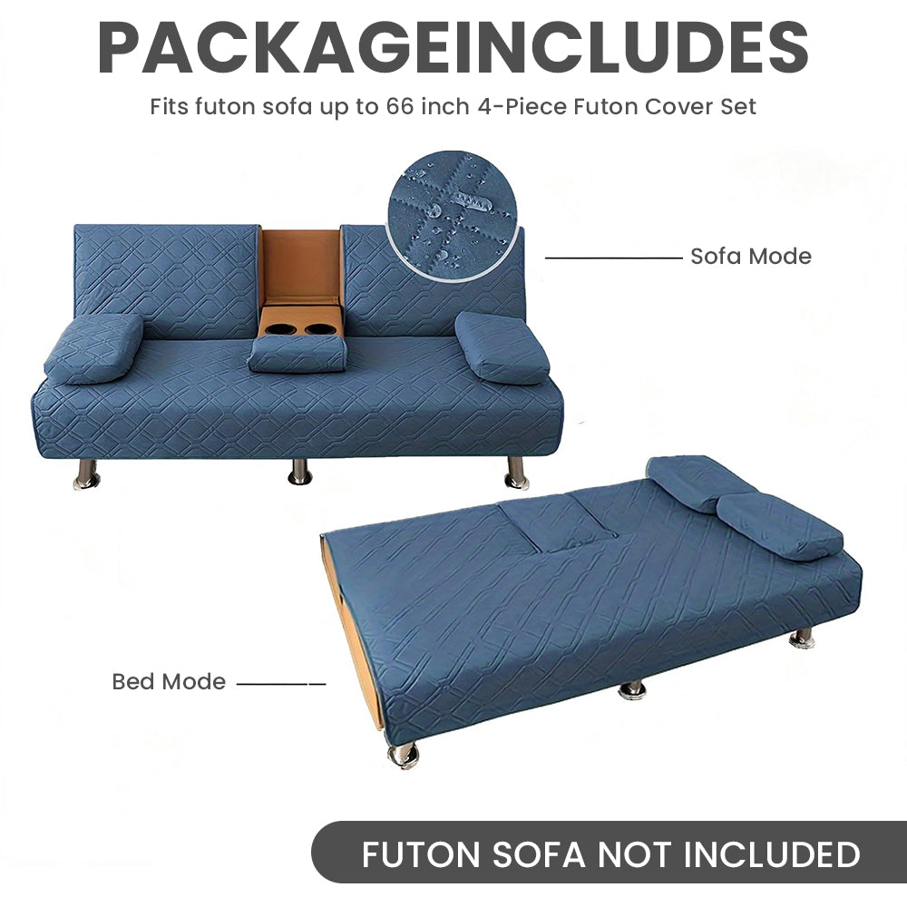 4-Piece Water-Resistant Quilted Futon Sofa Bed Cover Set