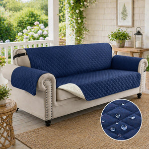 Water Resistant Reversible Couch Cover for 3 Cushion Cover Pet Friendly Sofa Cover for Dog Washable Furniture Protector Slipcover with Non Slip Elastic Strap