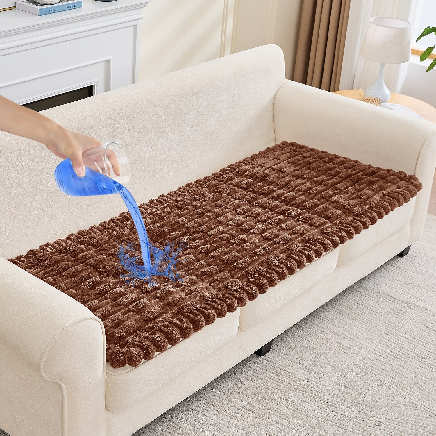 Waterproof Couch Cover for Dogs, Non-Slip Plush Sofa Protector, Fits 1/2/3/4 Seater Couch, Machine Washable, Pet-Friendly Furniture Cover