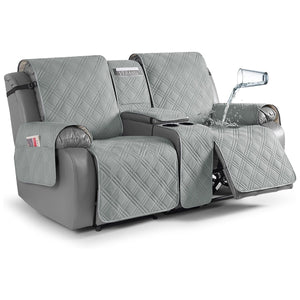 100% Waterproof Quilted Reclining Loveseat Cover - Light Gray
