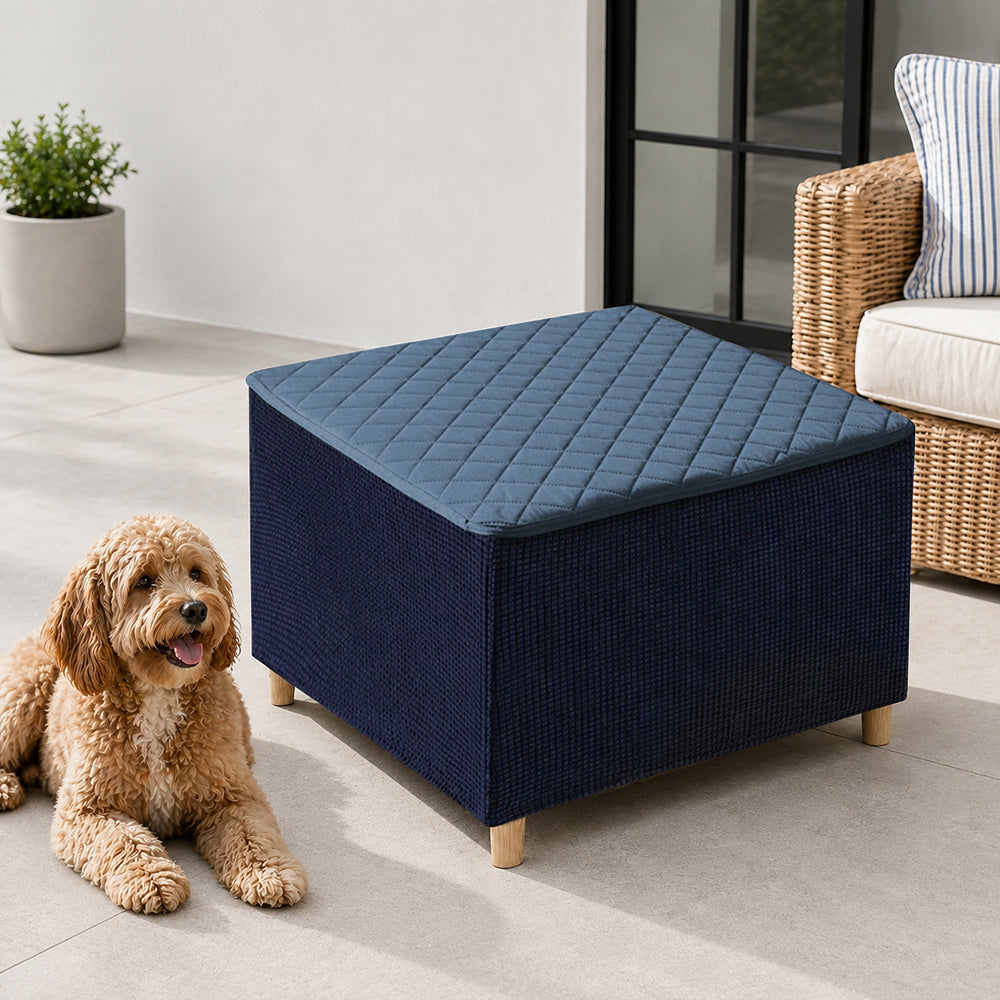 100% Waterproof Quilted Square Ottoman Cover