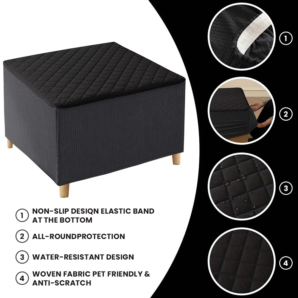100% Waterproof Quilted Square Ottoman Cover