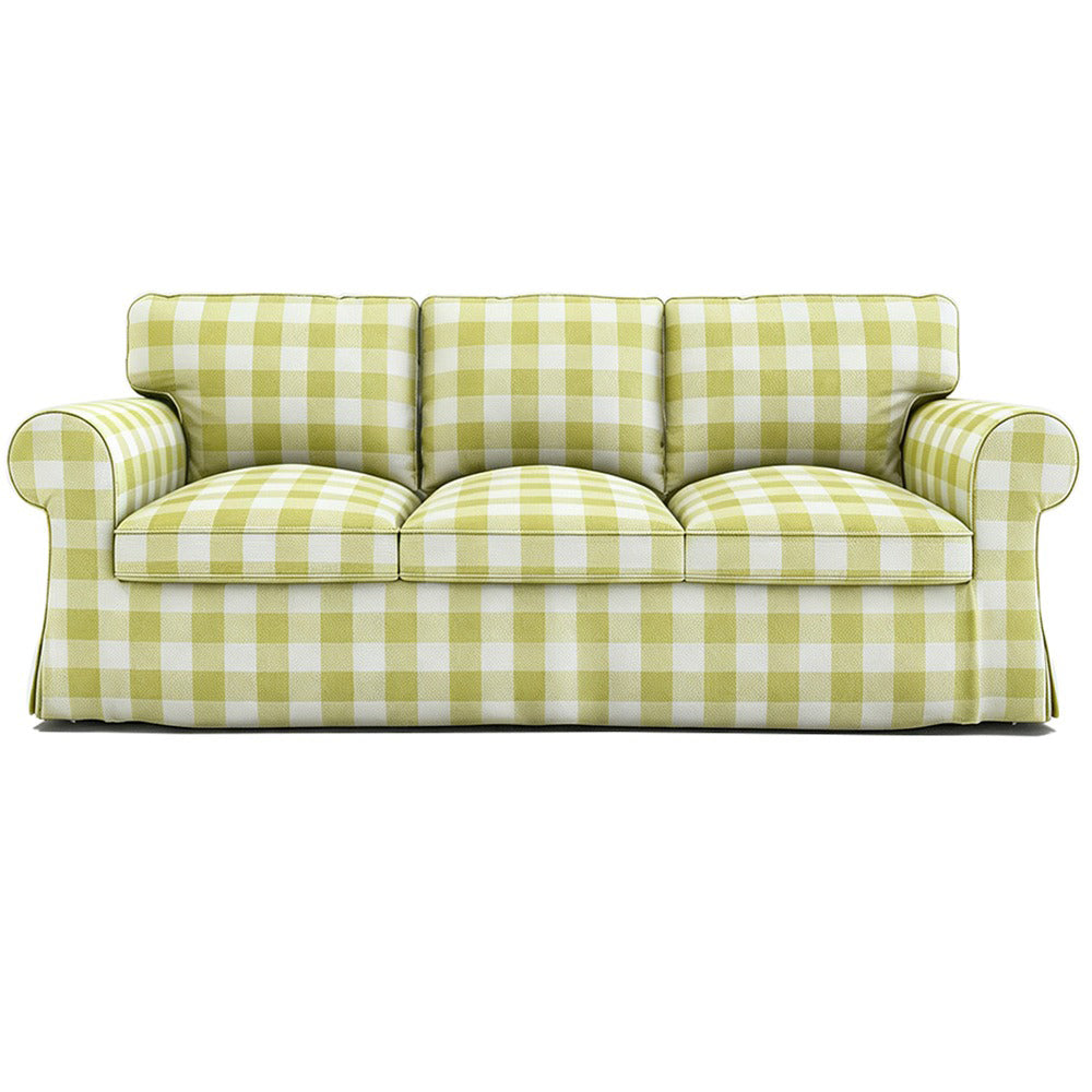 EKTORP 3-seater gingham replacement sofa cover in yellow