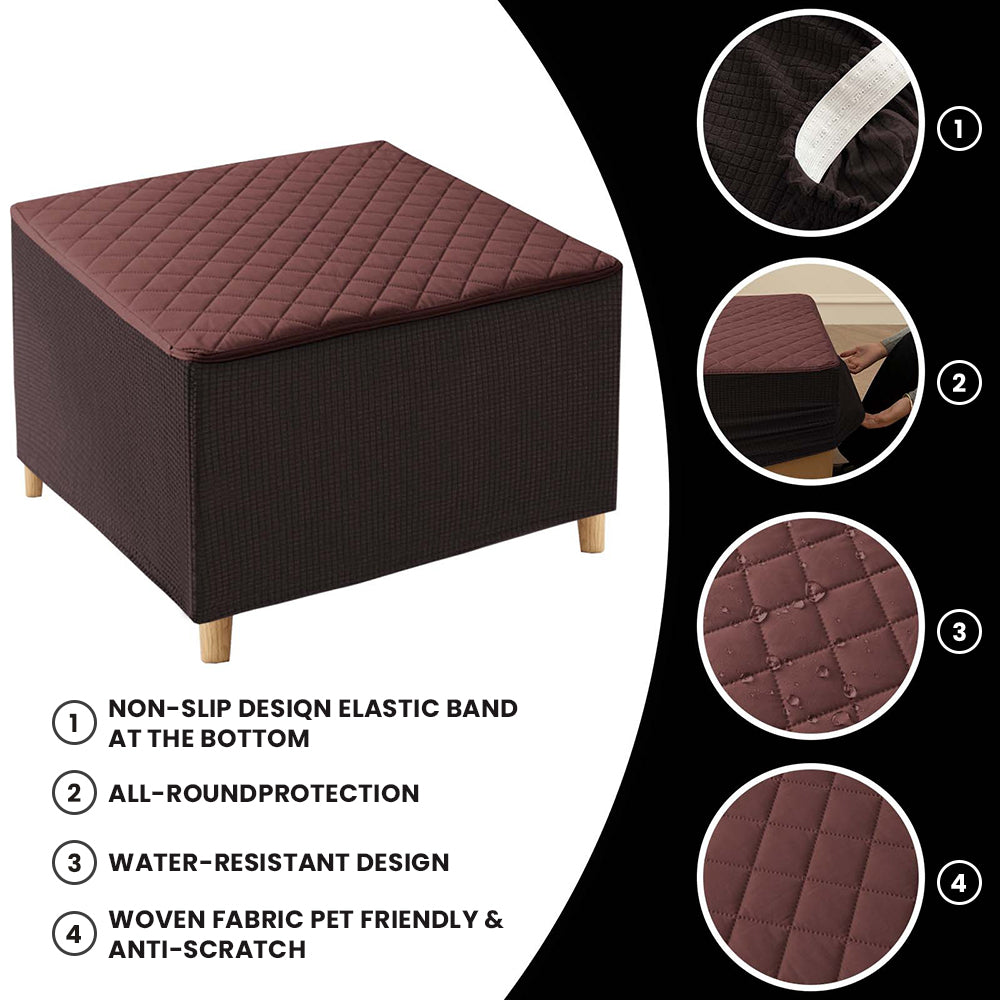 100% Waterproof Quilted Square Ottoman Cover