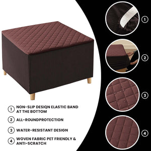 100% Waterproof Quilted Square Ottoman Cover