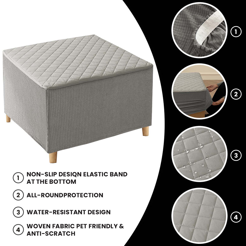 100% Waterproof Quilted Square Ottoman Cover