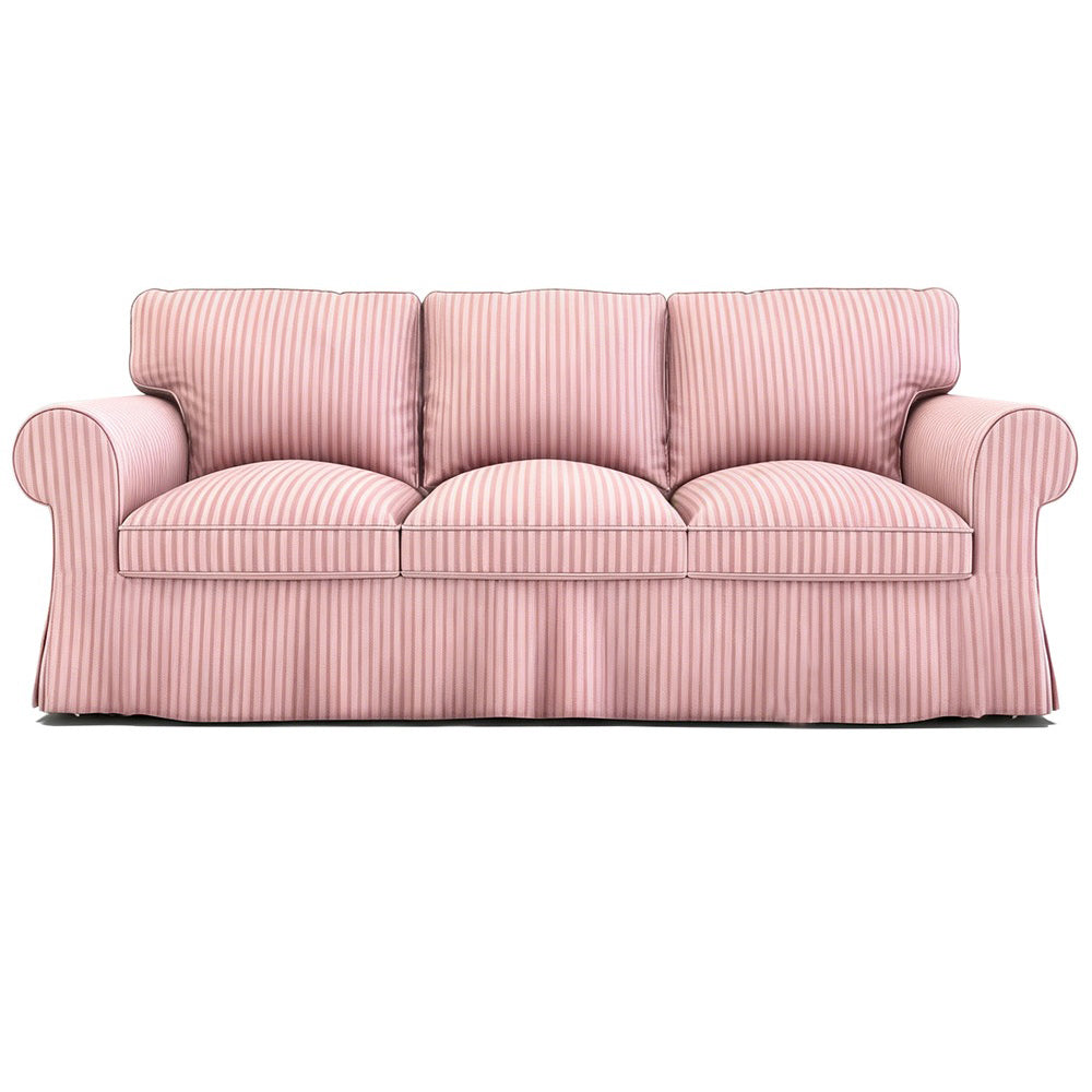 EKTORP 3-seater corduroy replacement sofa cover in pink