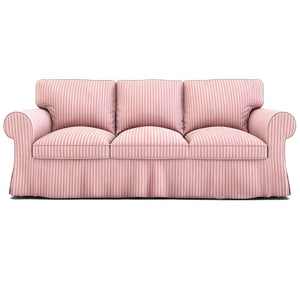 EKTORP 3-seater corduroy replacement sofa cover in pink