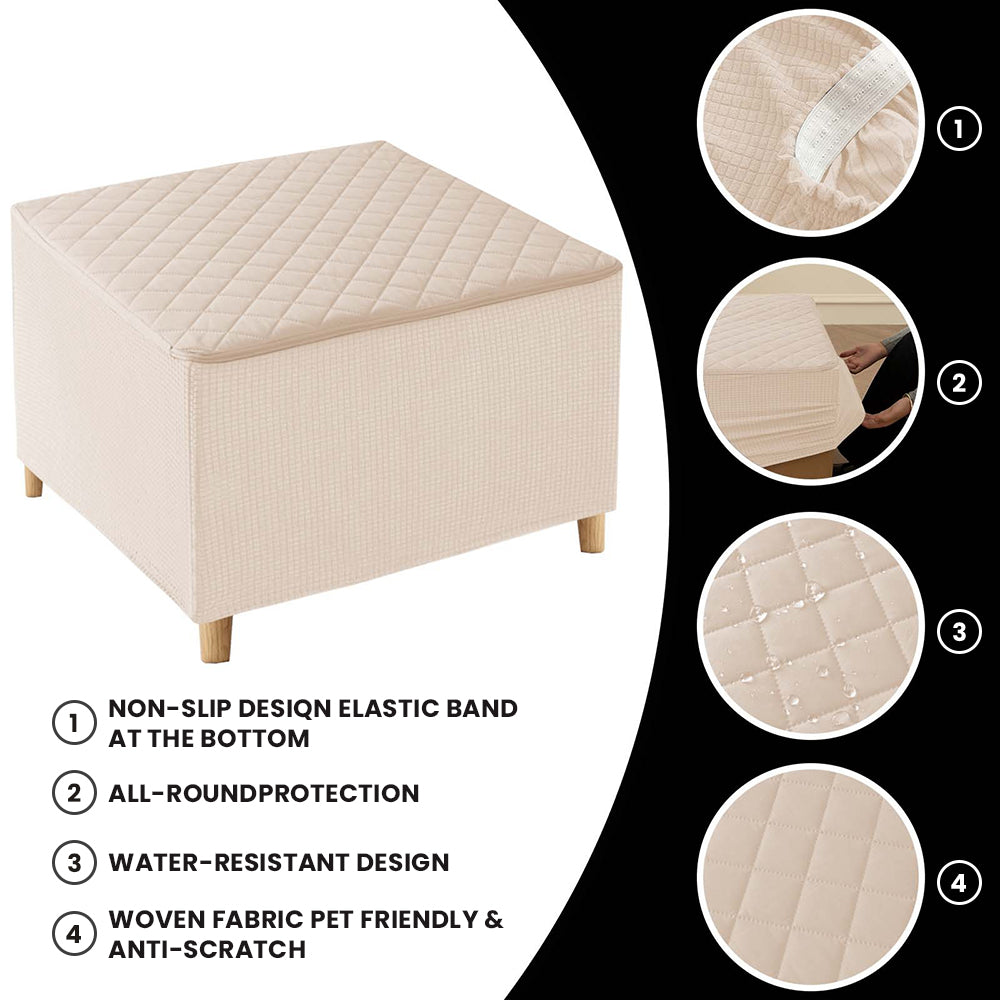 100% Waterproof Quilted Square Ottoman Cover