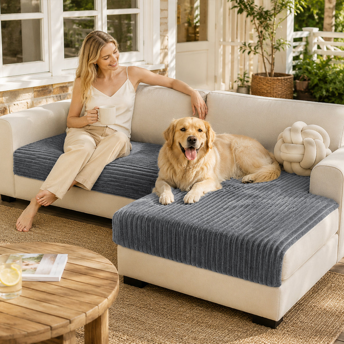 Waterproof L-Shaped Sectional Sofa Cover Set