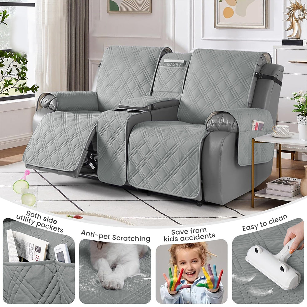 100% Waterproof Quilted Recliner Loveseat Cover