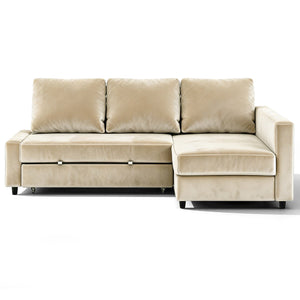FRIHETEN corner sofa bed velvet replacement cover in beige