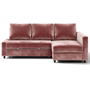 Pink velvet replacement cover designed to fit FRIHETEN corner sofa bed