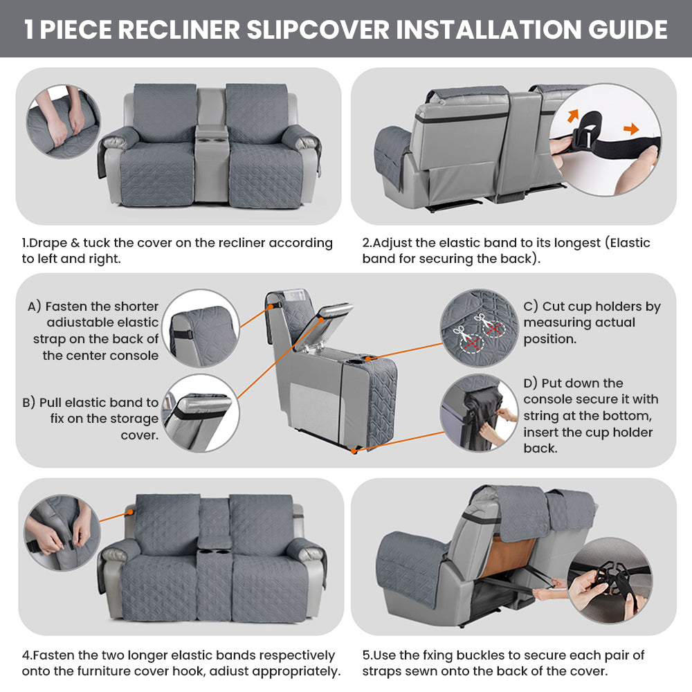 100% Waterproof Quilted Recliner Sofa Cover