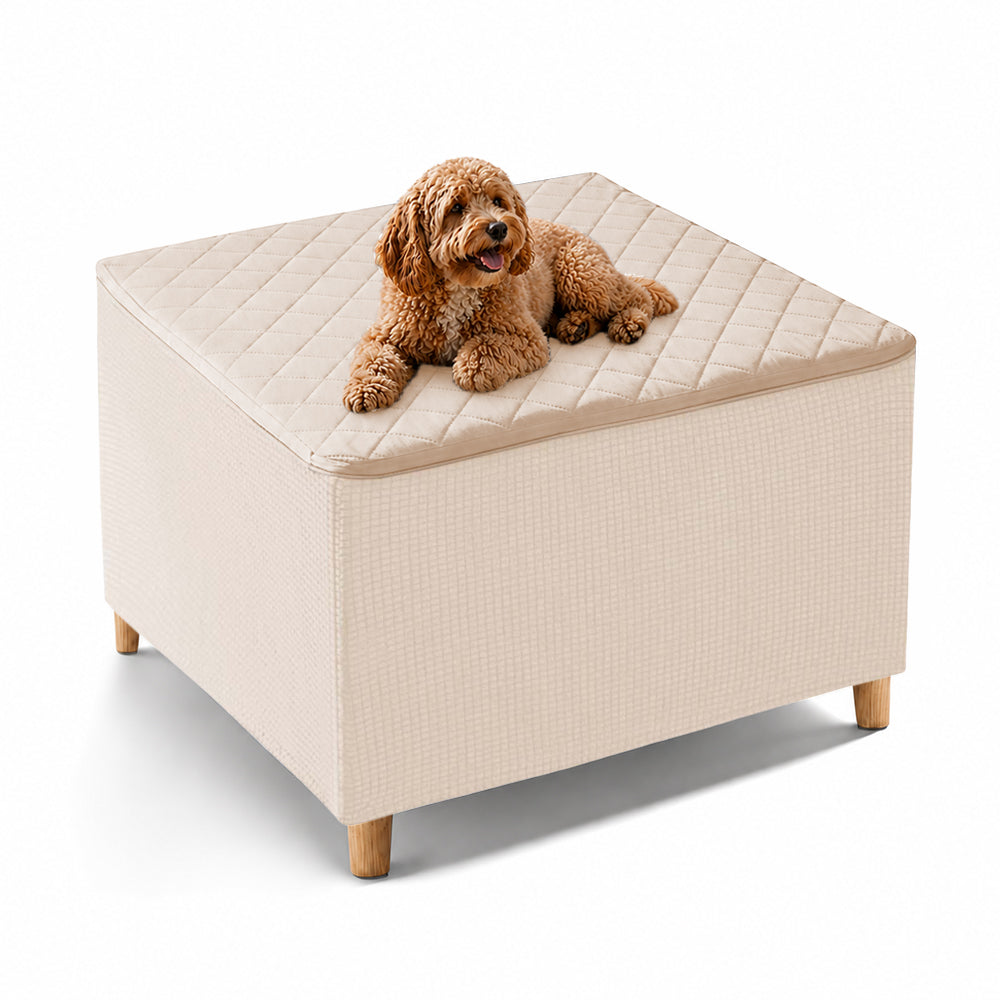 100% Waterproof Quilted Square Ottoman Cover