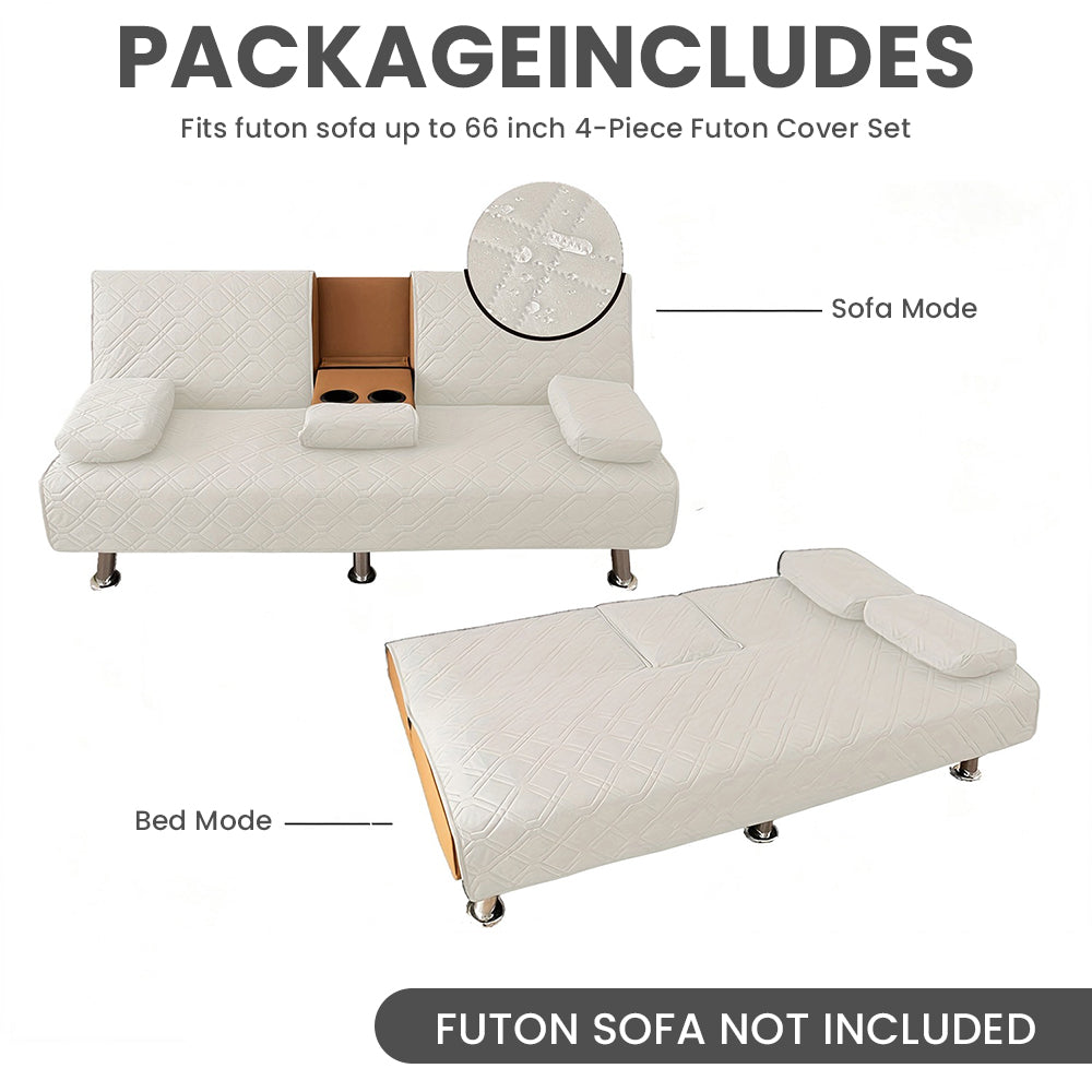 4-Piece Water-Resistant Quilted Futon Sofa Bed Cover Set
