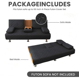 4-Piece Water-Resistant Quilted Futon Sofa Bed Cover Set