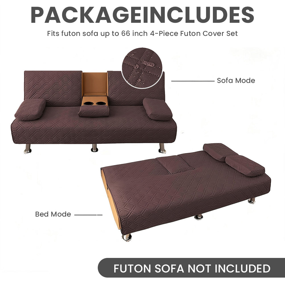 4-Piece Water-Resistant Quilted Futon Sofa Bed Cover Set