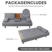 4-Piece Water-Resistant Quilted Futon Sofa Bed Cover Set