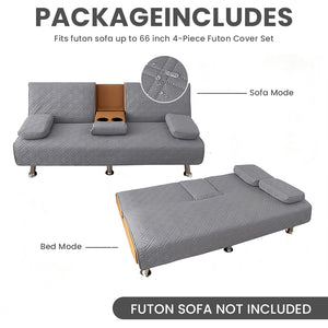 4-Piece Water-Resistant Quilted Futon Sofa Bed Cover Set