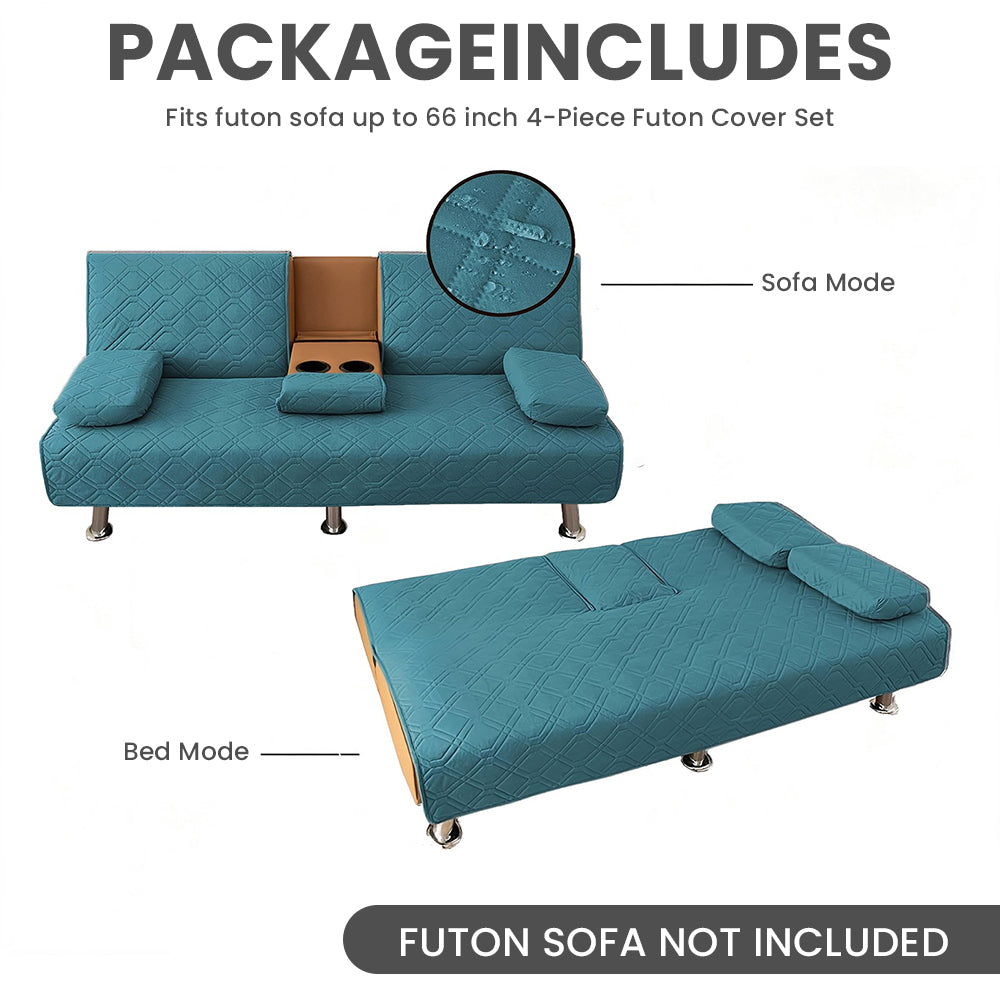 4-Piece Water-Resistant Quilted Futon Sofa Bed Cover Set